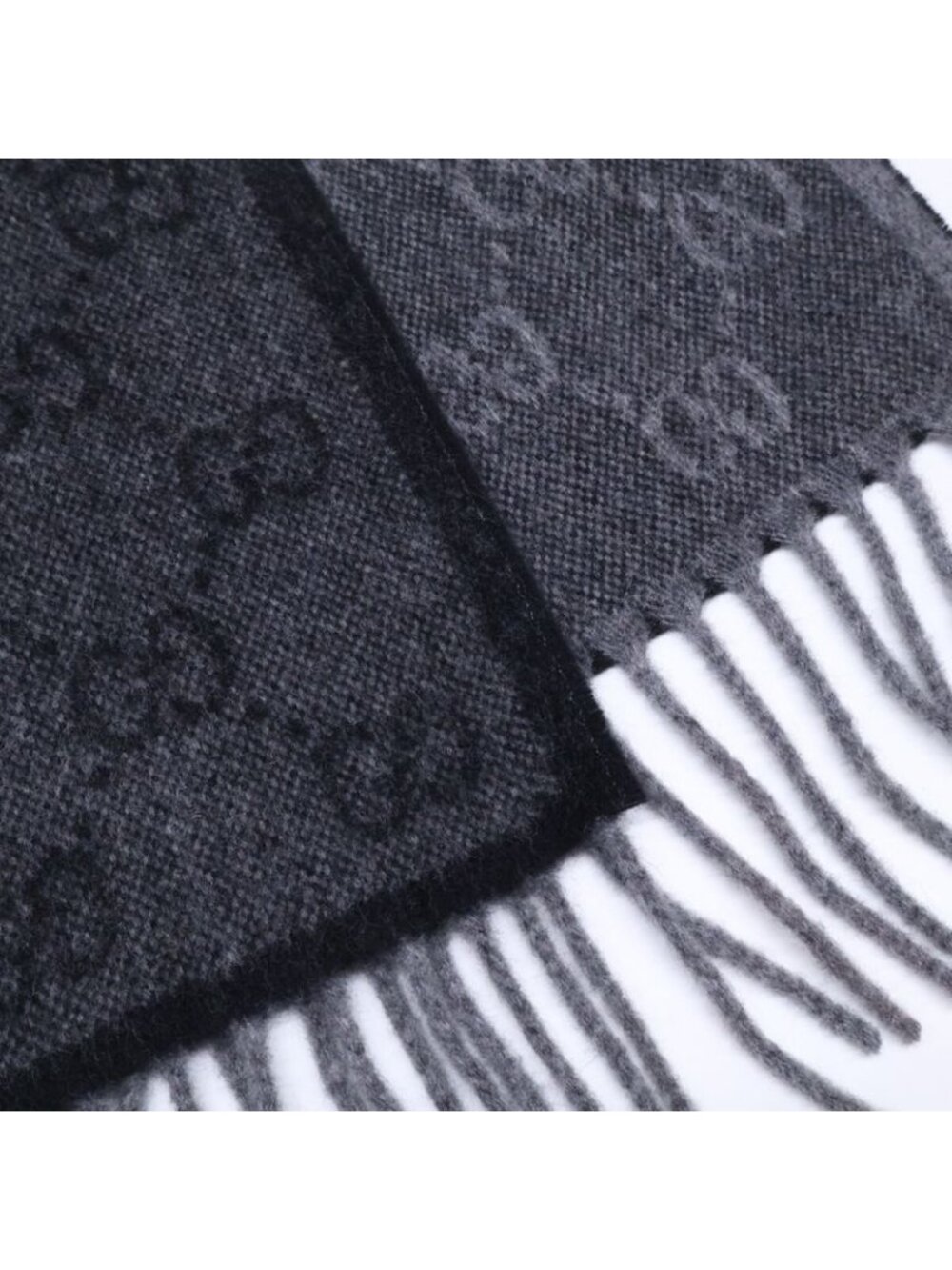Gucci GG Pattern Sherry Line Wool Fringe Scarf - Picture 9 of 9